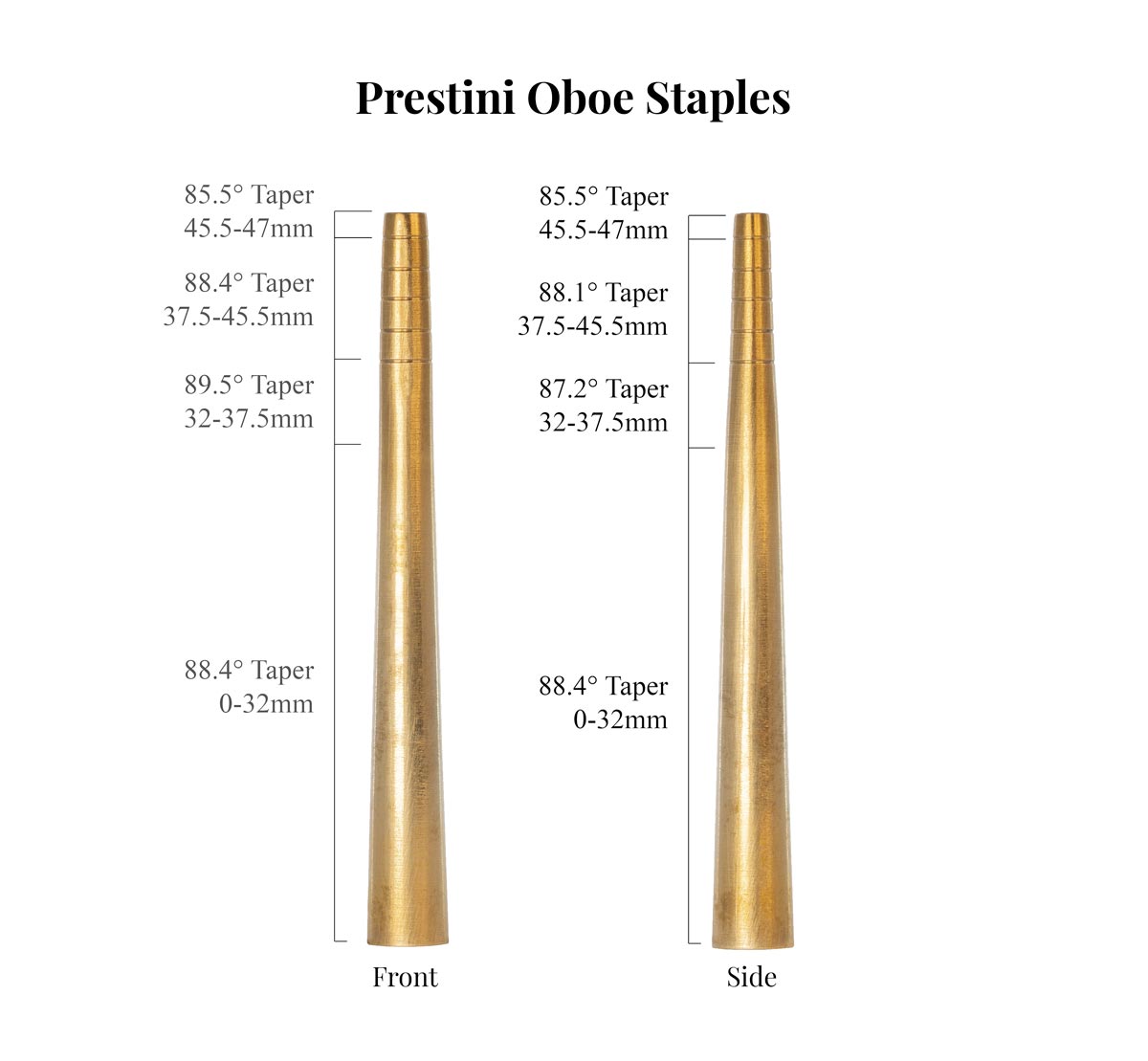 Prestini Oboe Staples Taper Comparison